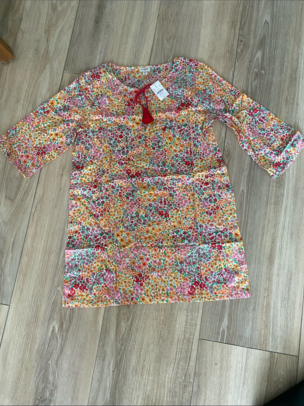 NWTs J-Crew Beach Coverup Ready for the Beach Floral with Tassels Size Medium